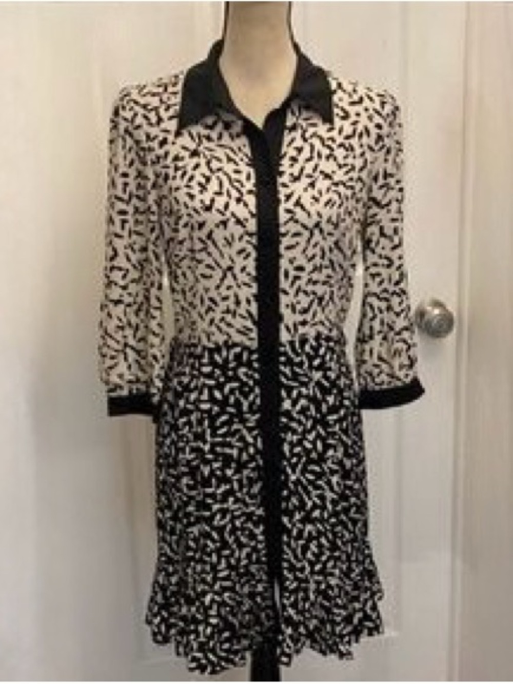 Miss Sixty Black and White Long Sleeve Shirt Dress